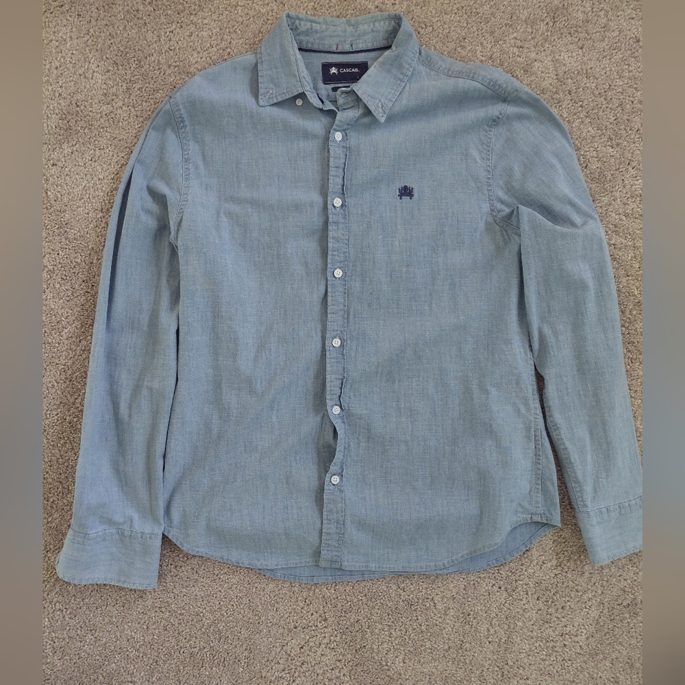 Men's Blue Casual Button-Down Shirt